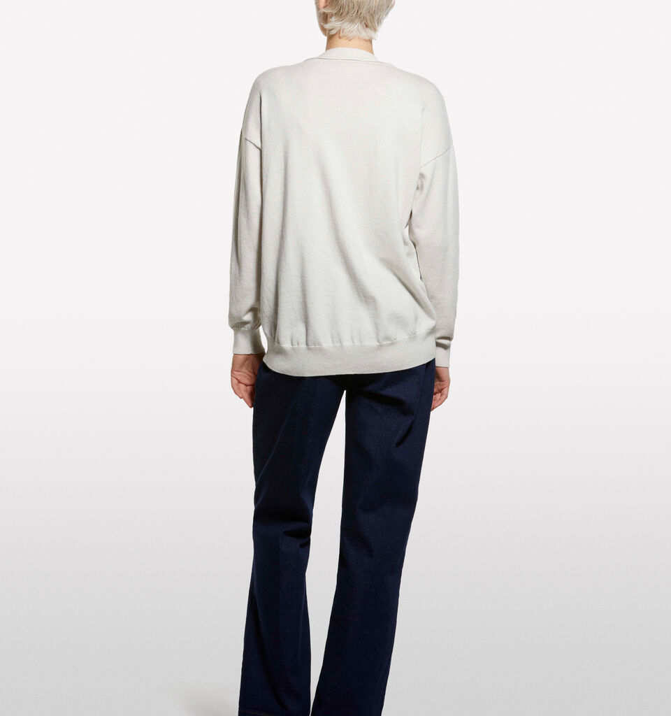 Dove gray oversize fit cardigan - women's cardigans - Beige | Sisley image number 2